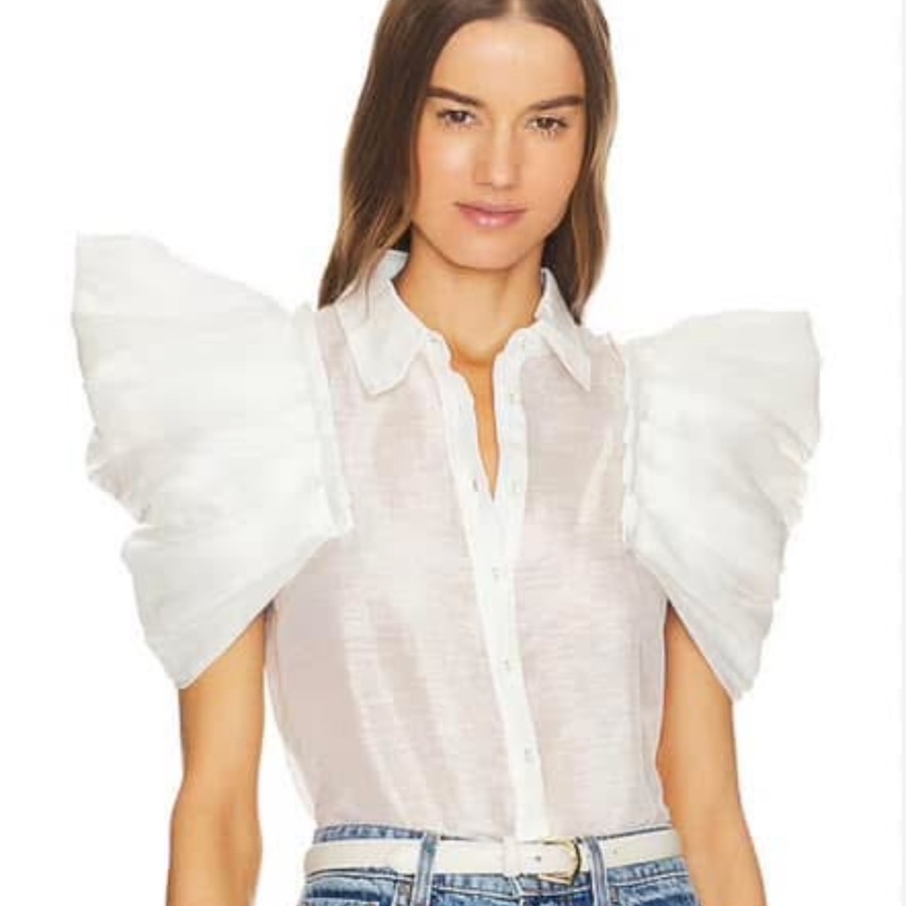Aureta sheer white collared top